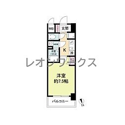ディームス江坂 1Kの間取図画像