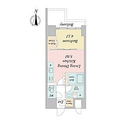 クロスレジデンス阿波座 1LDKの間取図画像