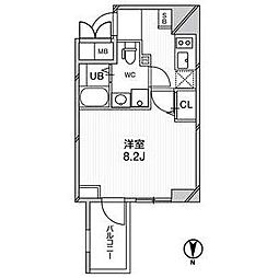 エグゼ難波南6 1Kの間取図画像