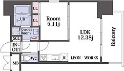 プレジオ阿波座 1LDKの間取図画像