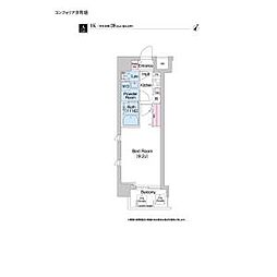 コンフォリア京町堀 1Kの間取図画像
