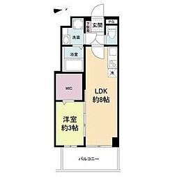 セレニテ谷九プリエ 1LDKの間取図画像