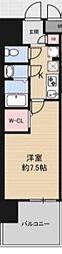 Luxe難波南 1Kの間取図画像