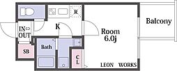 エスリード本町レジデンス 1Kの間取図画像