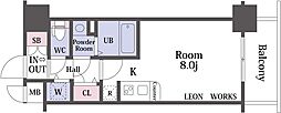 エスリード北浜イースト 1Kの間取図画像