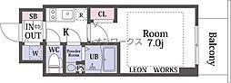 エスリード大阪上本町グリーズ 1Kの間取図画像