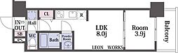 プレサンス堺筋本町エグゼブラン 1LDKの間取図画像