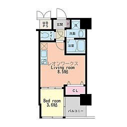 HS梅田EAST 1LDKの間取図画像
