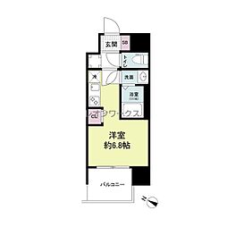 セレニテ十三ミラク ワンルームの間取図画像