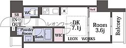 アーバネックス天満橋フロント 1DKの間取図画像