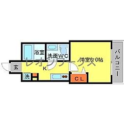 セレニテ北浜 1Kの間取図画像