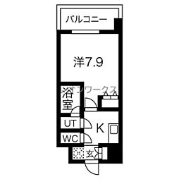 スプランディッド難波 1Kの間取図画像