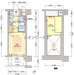 エステムコート三宮駅前ラドゥー 1Kの間取図画像