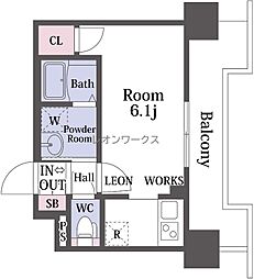 プレサンス東三国エンブレイス ワンルームの間取図画像