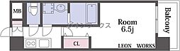 エスリードレジデンス大阪難波 1Kの間取図画像