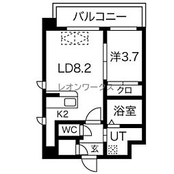 スプランディッド新大阪DUE 1LDKの間取図画像