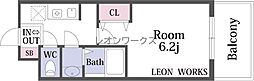 レオンコンフォート堀江公園 1Kの間取図画像