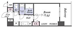 レオンコンフォート大阪ドームシティ 1Kの間取図画像