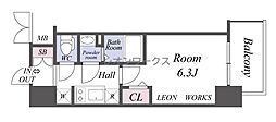アドバンス大阪SERENO 1Kの間取図画像