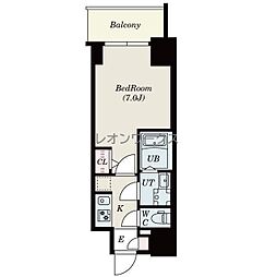 S-RESIDENCE難波大国町Uno 1Kの間取図画像