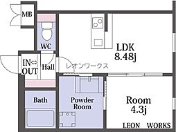 LEGALAND福島North 1LDKの間取図画像