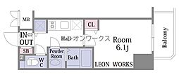 プレサンス上町台クレスト 1Kの間取図画像