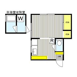 いなばハウス ワンルームの間取図画像