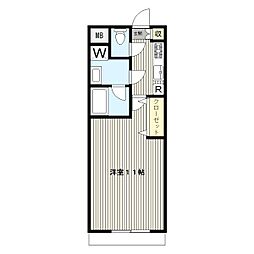 フォルトゥーナ竹園 1Kの間取図画像