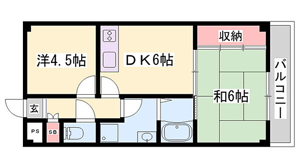 クリスタル西庄 ｜兵庫県姫路市西庄(賃貸マンション2DK・1階・41.60㎡)の写真 その2