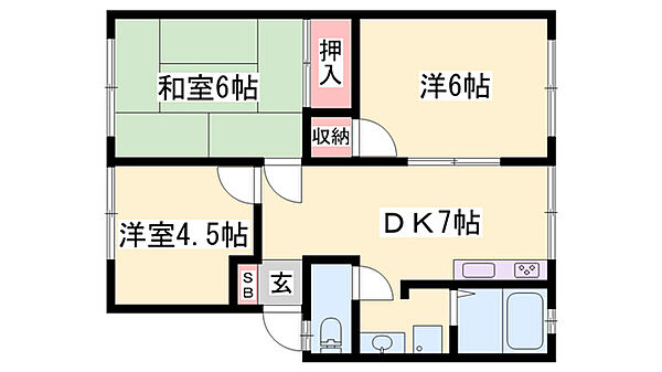 木橋ハイツ ｜兵庫県姫路市田寺東2丁目(賃貸アパート3DK・2階・51.80㎡)の写真 その2