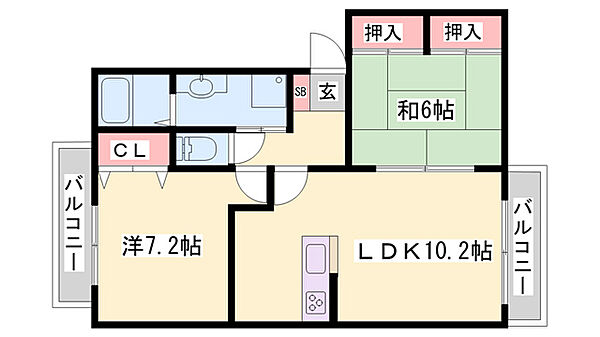 ラフィーネ田寺東 ｜兵庫県姫路市田寺東2丁目(賃貸アパート2LDK・2階・59.62㎡)の写真 その2