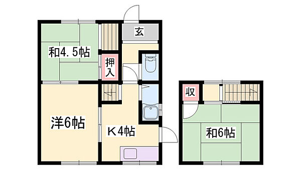 青山北二丁目井上貸家 ｜兵庫県姫路市青山北2丁目(賃貸一戸建3K・1階・48.63㎡)の写真 その2