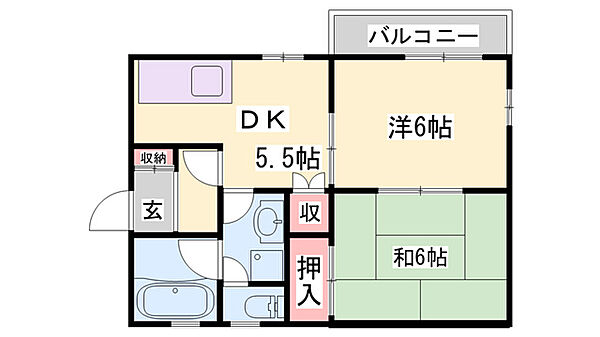 パンプキンハウス ｜兵庫県姫路市保城(賃貸マンション2DK・3階・55.00㎡)の写真 その2