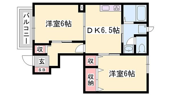 レジデンス東蒲田 ｜兵庫県姫路市広畑区蒲田5丁目(賃貸アパート2DK・1階・46.92㎡)の写真 その2