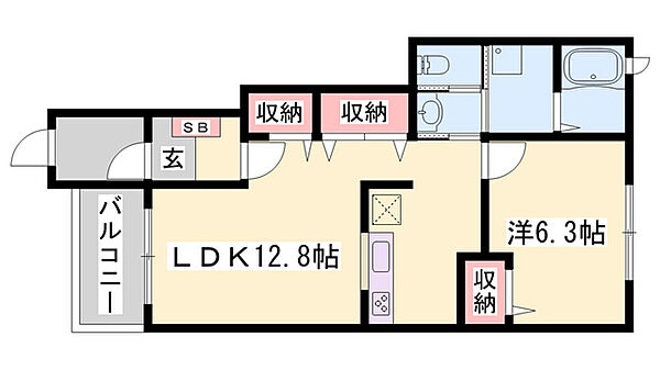 セントポーリアII ｜兵庫県姫路市広畑区西蒲田(賃貸アパート1LDK・1階・46.49㎡)の写真 その2