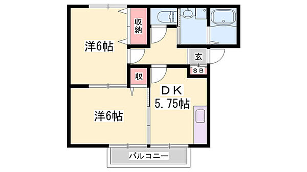 コンフォーレ今宿 ｜兵庫県姫路市東今宿6丁目(賃貸アパート2DK・2階・44.34㎡)の写真 その2