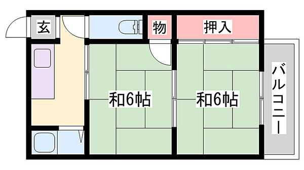 浦岡マンション ｜兵庫県姫路市増位本町2丁目(賃貸マンション2K・3階・32.00㎡)の写真 その2