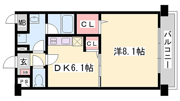 アスリート東延末 ｜兵庫県姫路市東延末1丁目(賃貸マンション1DK・5階・37.77㎡)の写真 その2