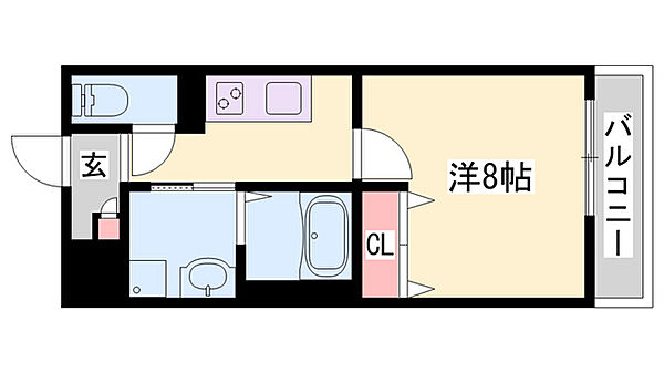 クローバー英賀保駅前 ｜兵庫県姫路市飾磨区城南町1丁目(賃貸マンション1K・2階・27.52㎡)の写真 その2