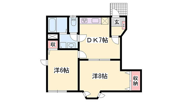 サニーミキＡ ｜兵庫県姫路市西延末(賃貸アパート2DK・1階・46.06㎡)の写真 その2