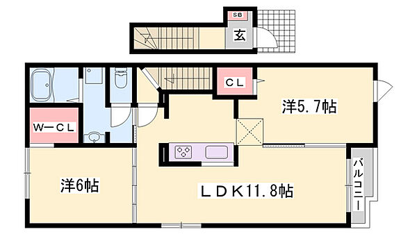 リヴィエールII ｜兵庫県赤穂市北野中(賃貸アパート2LDK・2階・56.68㎡)の写真 その2