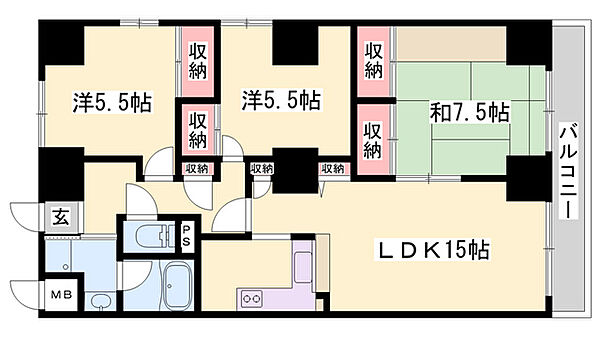 デュプレックス船場 ｜兵庫県姫路市小姓町(賃貸マンション3LDK・3階・72.00㎡)の写真 その2