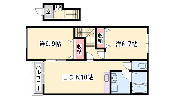 ハッピーヒル ｜兵庫県加東市木梨(賃貸アパート2LDK・2階・59.95㎡)の写真 その2