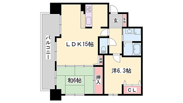 ラシャンス広畑 ｜兵庫県姫路市広畑区東新町2丁目(賃貸マンション2LDK・9階・60.20㎡)の写真 その2