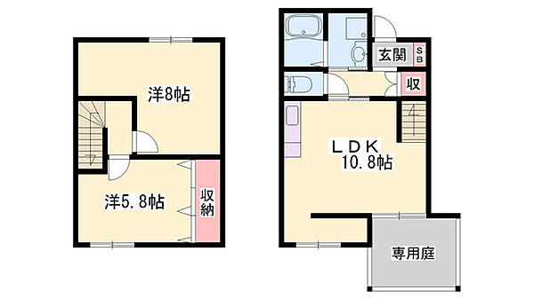 ビッグフォレスト宮上 ｜兵庫県姫路市宮上町1丁目(賃貸アパート2LDK・1階・58.73㎡)の写真 その2