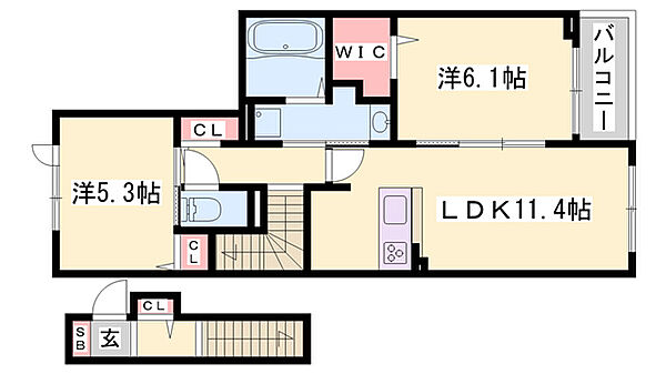 瑠璃玻璃ハウス ｜兵庫県姫路市白浜町宇佐崎北2丁目(賃貸アパート2LDK・2階・59.66㎡)の写真 その2