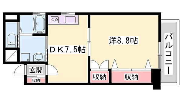 リッチキャッスルI ｜兵庫県姫路市久保町(賃貸マンション1DK・2階・43.96㎡)の写真 その2