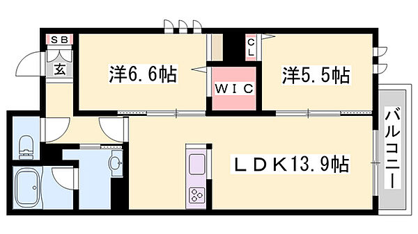 カーサパレルモ ｜兵庫県姫路市苫編(賃貸アパート2LDK・3階・58.95㎡)の写真 その2