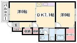 ラブリーコート4 2DKの間取図画像