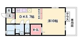 メイプルコート佐土 1階1DKの間取り